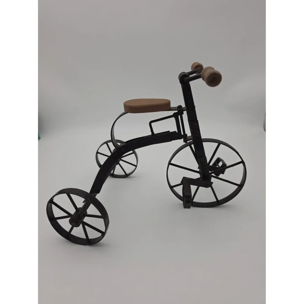Vintage Salesman Sample/Toy/Doll Tri-Cycle Wood Seat Handles,Wrought Iron Frame!